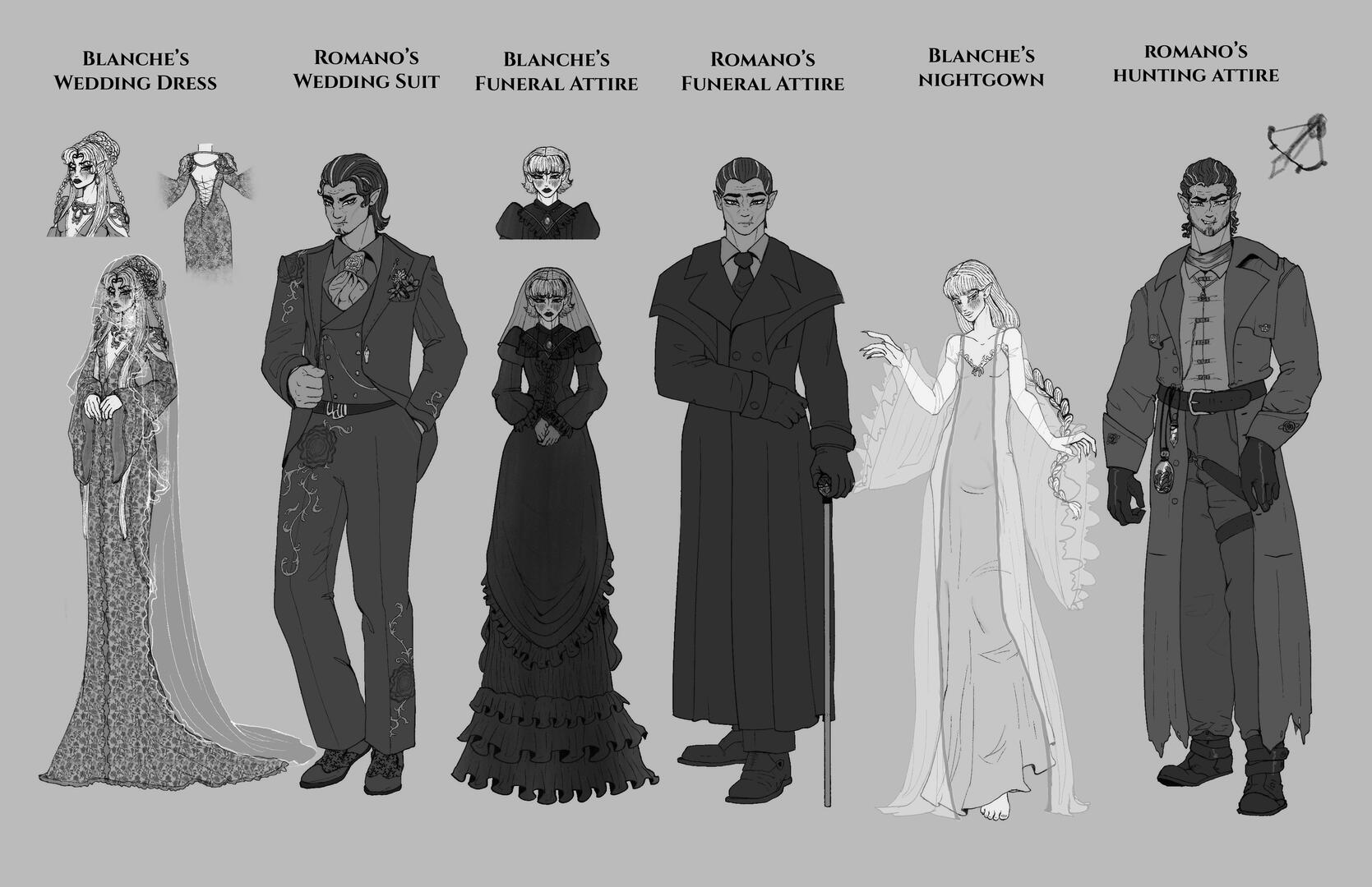 Blanche &amp; Romano Outfit Design 【Divine Vows of the Damned】