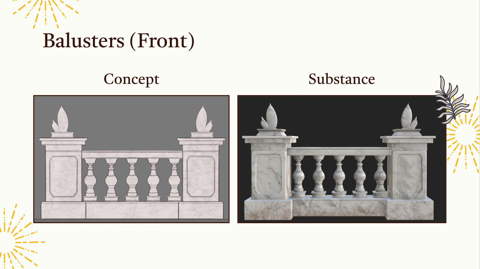 Baluster Model &amp; Texturing【Marble Sculpture Garden】