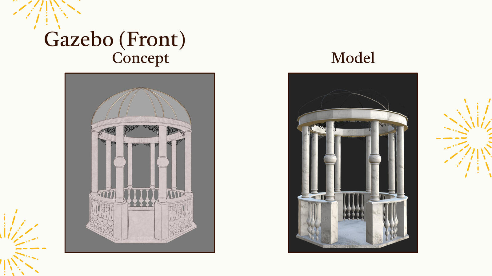Gazebo Model &amp; Texturing【Marble Sculpture Garden】